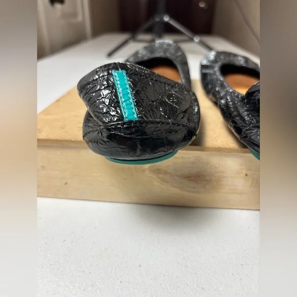 Tieks By Gavrieli Black Obsidian Croc Patent Leather Ballet Flats Women's Size 8 - Picture 5 of 13